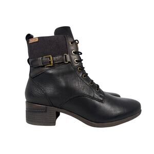 Pikolinos Malaga Boots Womens‎ 9-9.5 EU40 Black Leather Side Zip Block Heel